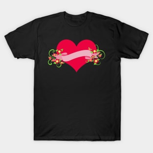 Floral Heart Banner Valentine's Day | Cherie's Art T-Shirt